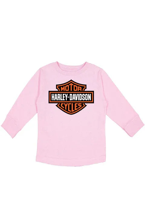 KIDS/YOUTH PINK BAR & SHIELD LONG SLEEVE DEALER TEE