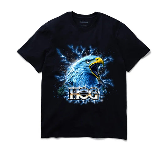 HARLEY-DAVIDSONĀ® MENS TEE KNIT , ELECTRIC EAGLE HOG BLACK