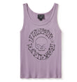 Willie G Circle Skull Sketch Ladies Art Ribbed Tank- purple