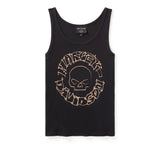 Willie G Circle Skull Sketch Ladies Art Ribbed Tank - black