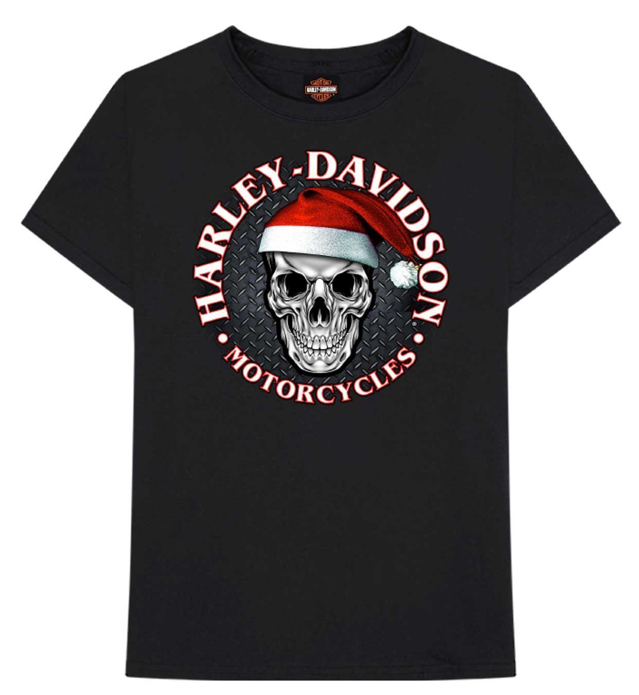 BELFAST HARLEY-DAVIDSON SANTA SKULL CHRISTMAS DEALER TEE