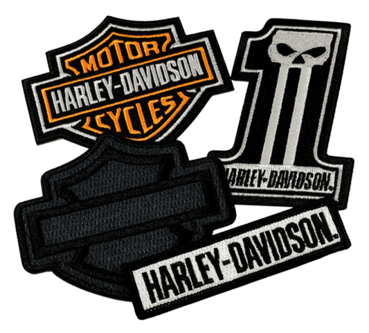 Harley-Davidson® Classic H-D Logos Emblem Sew-On Patch Pack - Black/Orange