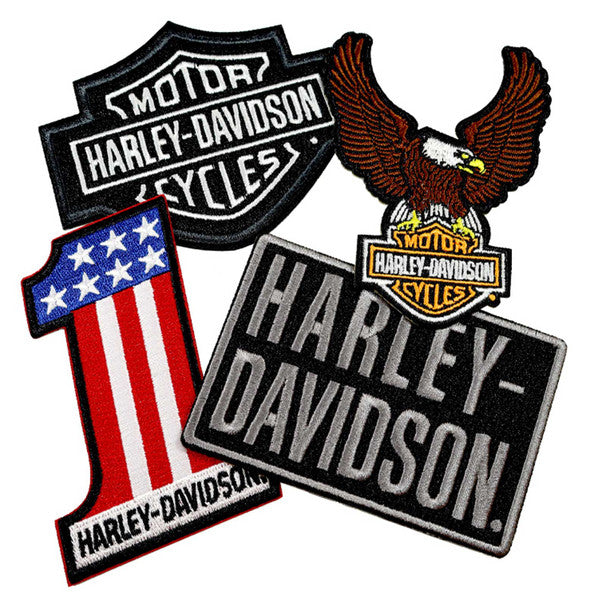 Harley-Davidson® Embroidered Iconic H-D Logos Emblem Sew-On Patch Pack - Black