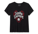 Women's Bling H-D Roses Short Sleeve V Neck Tee