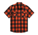 Men's H-D Standard Short Sleeve Plaid Shirt - Harley Black & Vintage Orange