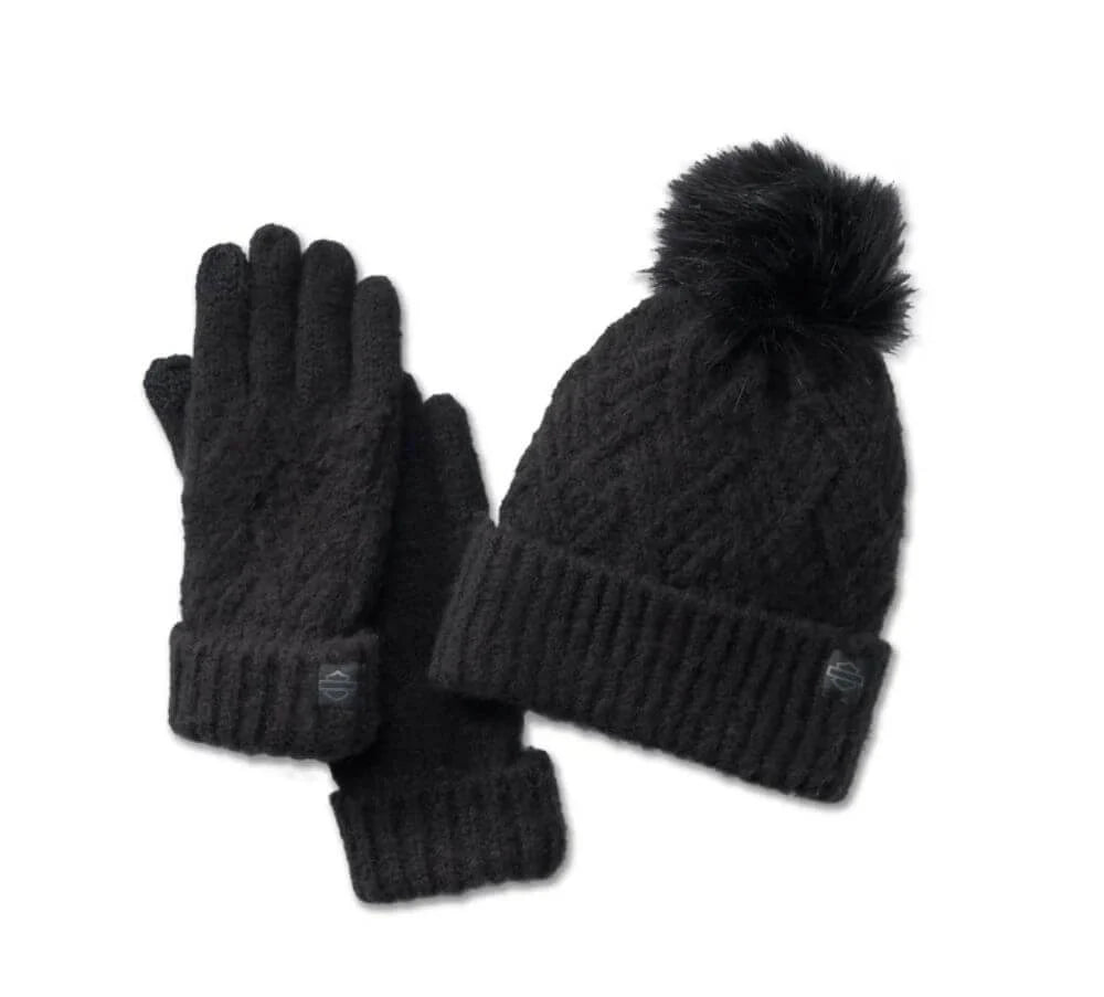 Harley-Davidson Women's Empower Hat & Glove Gift Set - Black