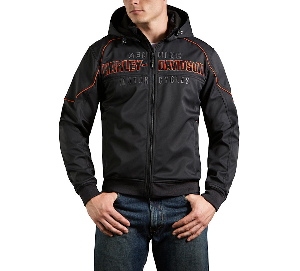 HARLEY-DAVIDSON MENS BLACK  IDYLL WINDPROOF SOFT SHELL JACKET