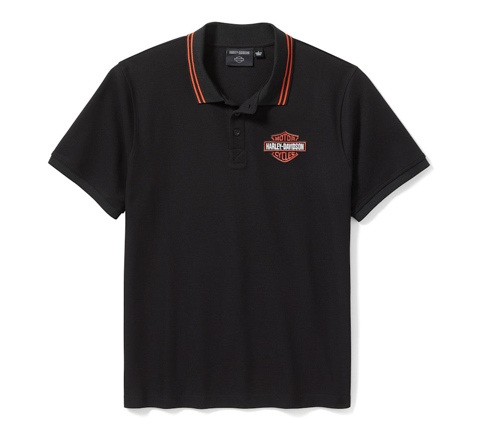 Bar & Shield Solid Pique Polo - Harley Black