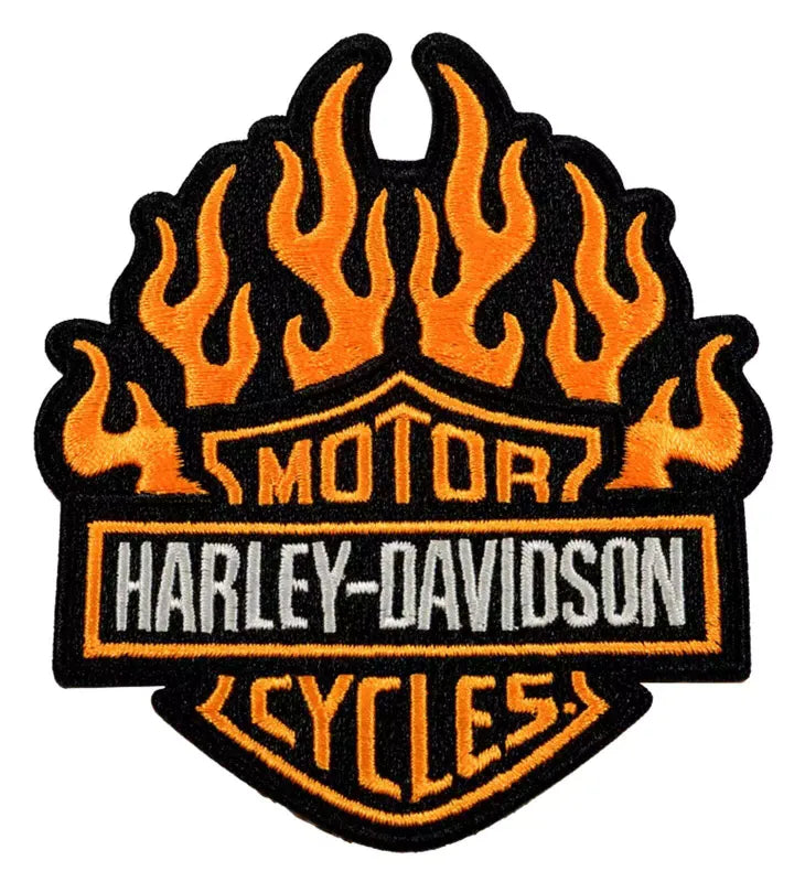 Harley-Davidson 4 in. Embroidered Fire Starter Emblem Sew-On Patch, Orange
