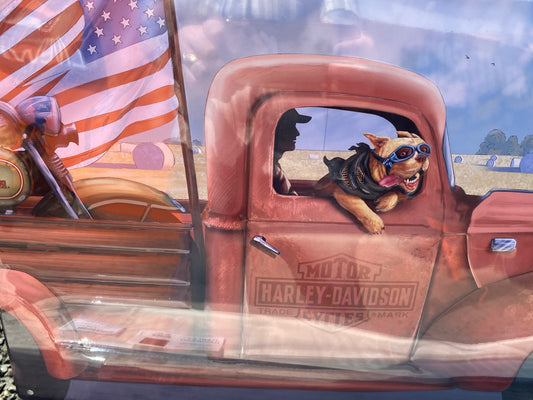H-D JOYRIDE DOG TIN SIGN