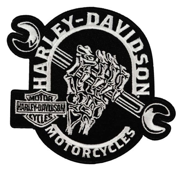 Harley-Davidson® 4 in. Embroidered Spooky Fingers Emblem Sew-On Patch - Black