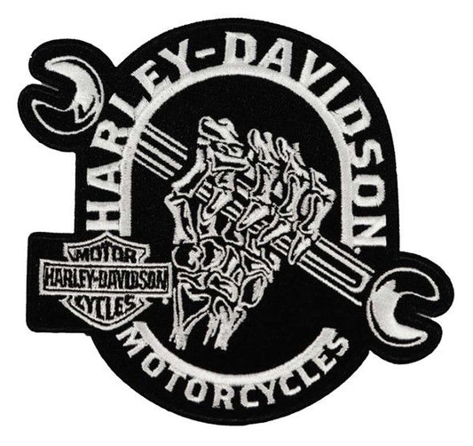 Harley-Davidson® 4 in. Embroidered Spooky Fingers Emblem Sew-On Patch - Black