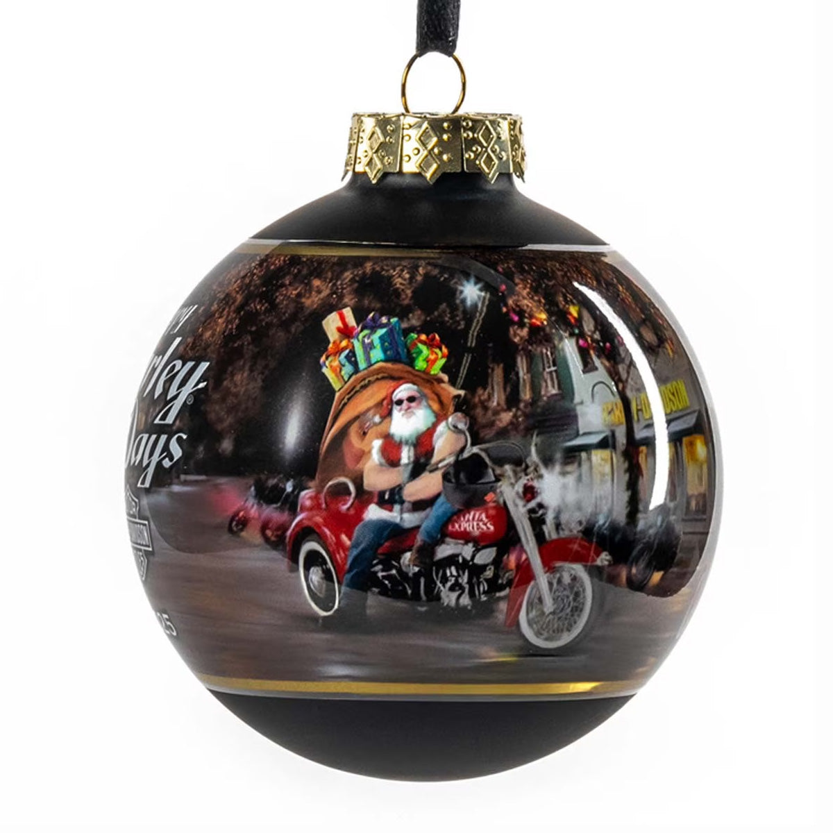 2025 Biker Santa Ball Ornament